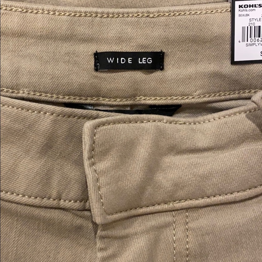 Crop Wide-Leg Tan Jeans w/ Side Pocket Buttons - Picture 6 of 11